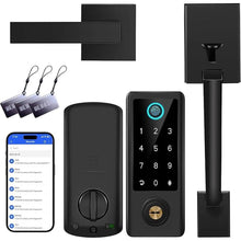 Load image into Gallery viewer, Fingerprint Door Lock with Handle Sets, BEBASIA Keyless Entry Door Lock, Bluetooth Front Handle Set, Smart Deadbolt, Electronic Keypad Digital Lock with Handle, Black
