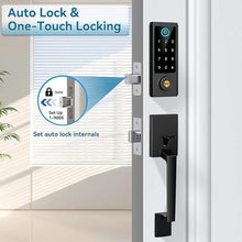 Load image into Gallery viewer, Fingerprint Door Lock with Handle Sets, BEBASIA Keyless Entry Door Lock, Bluetooth Front Handle Set, Smart Deadbolt, Electronic Keypad Digital Lock with Handle, Black
