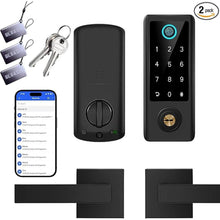 Load image into Gallery viewer, BEBASIA Smart Fingerprint Door Lock with Handle Set, Full App Control, Electronic Digital Touchscreen Keypad, Deadbolt Smart Locks for Front Door, Auto Lock, Black
