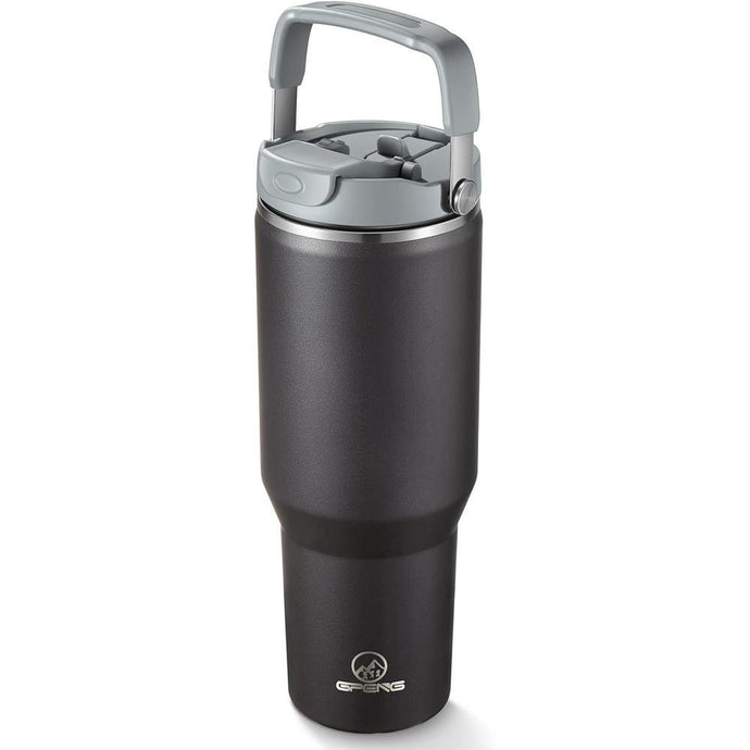 Gpeng 30 oz Tumbler with Handle, Water Bottles with Straw Lid, Insulated Stainless Steel Travel Mug Cup Holder Friendly, Keep Drinks Cold or Hot for 48+ Hours