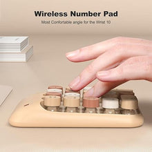 Load image into Gallery viewer, Wireless Number Pads, Cute Colorful Numeric Keypad Numpad Portable 2.4 GHz Financial Accounting Number Keyboard Extensions, 18 Key Number Numpad for Laptop Desktop, PC (Cream)
