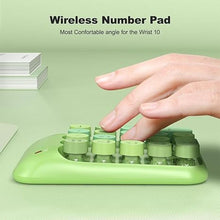 Load image into Gallery viewer, Wireless Number Pads, Cute Colorful Numeric Keypad Numpad Portable 2.4 GHz Financial Accounting Number Keyboard Extensions, 18 Key Number Numpad for Laptop Desktop, PC (Green)
