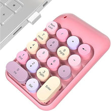 Load image into Gallery viewer, Wireless Number Pads, Cute Colorful Numeric Keypad Numpad Portable 2.4 GHz Financial Accounting Number Keyboard Extensions, 18 Key Number Numpad for Laptop Desktop, PC (Pink)
