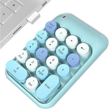 Load image into Gallery viewer, Wireless Number Pads, Cute Colorful Numeric Keypad Numpad Portable 2.4 GHz Financial Accounting Number Keyboard Extensions, 18 Key Number Numpad for Laptop Desktop, PC (Blue)
