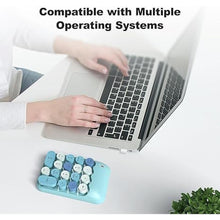 Load image into Gallery viewer, Wireless Number Pads, Cute Colorful Numeric Keypad Numpad Portable 2.4 GHz Financial Accounting Number Keyboard Extensions, 18 Key Number Numpad for Laptop Desktop, PC (Blue)
