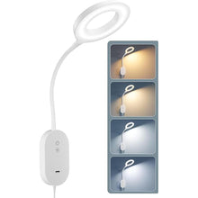 Load image into Gallery viewer, Wall Mounted Reading Light,Bed Headboard Lamp with 10W USB Output Fast, Wall Reading Lamps with 4 Color Modes &amp; 5 Dimmable, Memory Function, 4-Hour Auto Off Ring Light White
