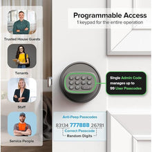 Load image into Gallery viewer, Door Lock Knob with Keypad Keyless Entry Door Knob Electric Coded Indoor Door Knob for Interior Doors Thickness up to 2-1/4", Bedroom, Home Office, Garage, 4xAA Alkaline Battery, M1 Titanium
