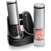 Load image into Gallery viewer, Electric Salt and Pepper Grinder Set Rechargeable, Automatic Salt and Pepper Grinder Set with Oversized Top Button, Stainless Steel Electric Salt and Pepper Shakers Set
