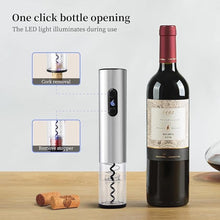 Load image into Gallery viewer, Electric Wine Opener, Battery Operated Wine Bottle Opener with Foil Cutter/LED Indicator, Automatic Bottle Corkscrew Opener for Home Bars (4 x AA Batteries Not Included)
