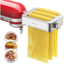 Load image into Gallery viewer, All Metal Pasta Attachment 3 In 1 Set For Kitchenaid Stand Mixer, Included Pasta Sheet Roller, Spaghetti Cutter, Fettuccine Cutter Maker Accessories And Cleaning Brush
