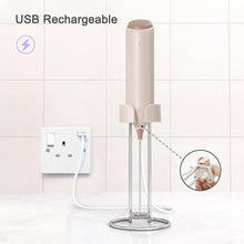 Load image into Gallery viewer, Powerful Electric Milk Frother Set, Rechargeable Drink Blender with Stand/Base, Foam Maker Mixer, Handheld Milk Frother for Coffee, Cappuccino, Latte, Matcha, Protein Powder - Beige
