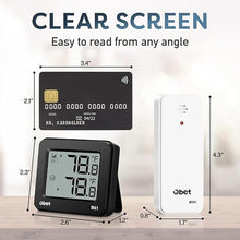 Load image into Gallery viewer, OBET Indoor Outdoor Thermometer Wireless Outdoor Thermometer Digital Thermometer Gauge 500Ft Remote Temperature Monitor for House Home Room Patio B61-Black
