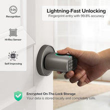 Load image into Gallery viewer, Keyless Entry Door Lock, Fingerprint Door Lock with Keypad Biometric Door Knob, Auto-Lock for Interior Doors Thickness up to 2-1/4", Bedroom, Home Office, Garage, 4xAA Alkaline, MD1 Titanium
