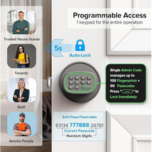 Load image into Gallery viewer, Keyless Entry Door Lock, Fingerprint Door Lock with Keypad Biometric Door Knob, Auto-Lock for Interior Doors Thickness up to 2-1/4", Bedroom, Home Office, Garage, 4xAA Alkaline, MD1 Titanium
