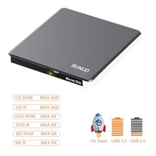 Load image into Gallery viewer, External Blu Ray CD DVD Drive, USB 3.0 Type C Blu ray Burner BD Player Read/Write Portable Bluray Drive Slim Optical Blue Ray CD DVD Reader for Laptop PC Windows 11 MacBook Pro Air Desktop Linux OS
