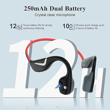 Load image into Gallery viewer, Bone Conduction Headphones Bluetooth 5.3 Open Ear Headphones with Mic, 12Hrs Playtime Quick Charging BT Headphones, IPX6 Waterproof Sports Headset for Running, Cycling, Working (Red)
