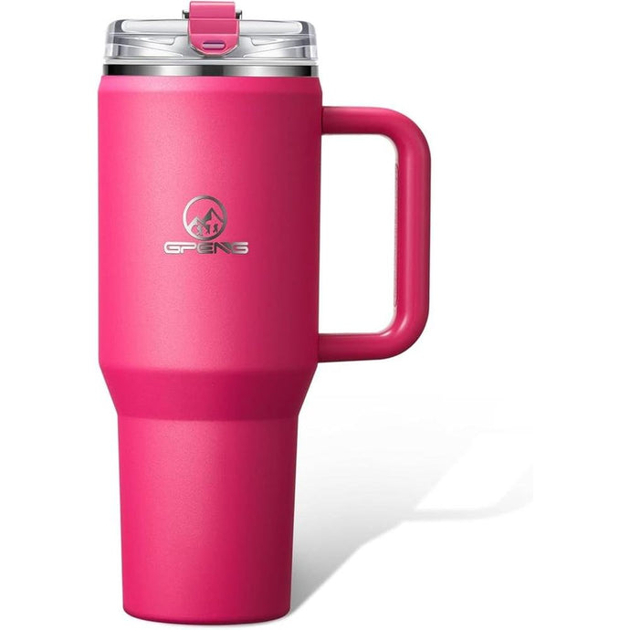 Gpeng 30 oz Tumbler with Handle, Water Bottles with Straw Lid, Insulated Stainless Steel Travel Mug Cup Holder Friendly, Keep Drinks Cold or Hot for Hours