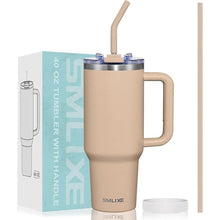 Load image into Gallery viewer, 40 oz Tumbler with Handle and Straw Lid,Insulated Reusable Stainless Steel Water Bottle Travel Mug?Cupholder Friendly Double Wall Vacuum Sealed Cup (Mocha)
