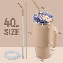 Load image into Gallery viewer, 40 oz Tumbler with Handle and Straw Lid,Insulated Reusable Stainless Steel Water Bottle Travel Mug?Cupholder Friendly Double Wall Vacuum Sealed Cup (Mocha)
