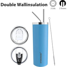 Load image into Gallery viewer, HYDROWION Triple-Insulated Tumblers - Stainless Steel with Lid and Straw, 20 oz Water Bottle, Stainless Steel Cups, Coffee Travel Mug for Home &amp; Office Blue
