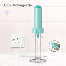 Load image into Gallery viewer, Powerful Electric Milk Frother Set, Rechargeable Drink Blender with Stand/Base, Foam Maker Mixer, Handheld Milk Frother for Coffee, Cappuccino, Latte, Matcha, Protein Powder - Green
