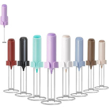 Load image into Gallery viewer, Powerful Electric Milk Frother Set, Rechargeable Drink Blender with Stand/Base, Foam Maker Mixer, Handheld Milk Frother for Coffee, Cappuccino, Latte, Matcha, Protein Powder - Purple
