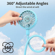 Load image into Gallery viewer, PANERGY Portable Neck Fan, Battery powered Rechargeable Fan,Hand Free Personal Fan, Adjustable, Wearable Fan for Travel Sport Work Women Kids (Blue)
