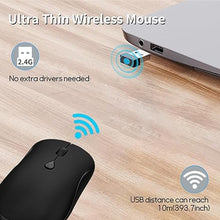 Load image into Gallery viewer, Wireless Mouse for Chromebook, Laptop, PC, MacBook, Slim Portable Optical Computer Mouse with USB Mini Receiver, Quiet Click, 2400 DPI, 2.4GHz Cordless Silent Travel Mobile mice - Black
