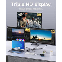 Load image into Gallery viewer, USB C Docking Station, 7 in 1 Docking Station 3 Monitors with Dual HDMI 4K@60Hz &amp; Single DisplayPort (8K@30Hz/ 4K@144Hz), 100W PD, 10Gbps 3USB, USB C Hub Compatible with HP/Dell/Lenovo and More
