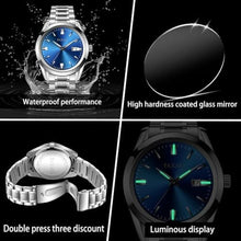Load image into Gallery viewer, Taxau Mens Dress Watches Stainless Steel Silver Watches for Men Waterproof Blue Face Men s Wrist Watch Analog Quartz Men s Casual Watch with Day Date Relojes para Hombres
