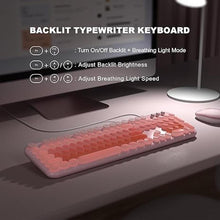Load image into Gallery viewer, Wired Keyboard with Backlit, Light Up Computer Keyboards with Multimedia Keys, Full Size Wired Keyboard with Illuminated LED, Plug and Play, Anti-Wear Letters for Laptop, Desktop- Pink Colorful
