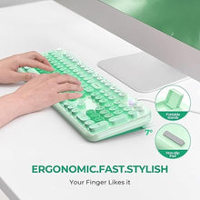 Load image into Gallery viewer, Wired Backlit Keyboard, Full Size USB Keyboard with Colorful Retro Keycaps, Numeric Keypad and Media Hotkey for Computer Desktop PC Laptop and Windows 7 8 10 11
