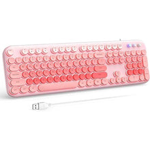 Load image into Gallery viewer, Wired Backlit Keyboard, USB Computer Keyboard with Retro Keycaps, Numeric Keypad and Media Hotkey for Office Desktop PC Laptop and Windows 7 8 10 11 (Pink Colorful)
