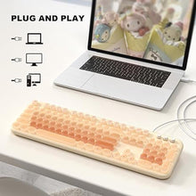 Load image into Gallery viewer, Wired Backlit Keyboard, Full Size 104-Key Retro Punk LED Backlit Keyboard with Colorful Round Keycaps for Desktop PC and Laptop
