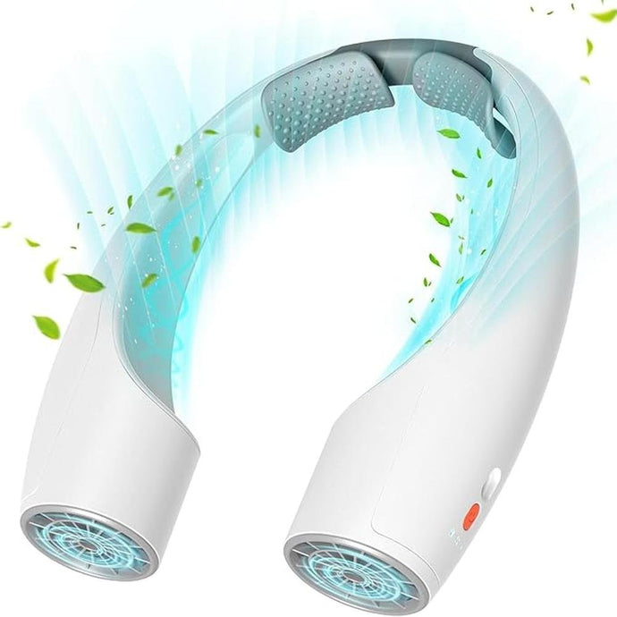 AI Neck Fan, 4 Speeds Adjustable Portable Personal Fan Rechargeable, 4000 mAh Battery Faster Cooling, Ultra Quiet for Home, Office, Travel, Outdoor