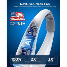 Load image into Gallery viewer, AI Neck Fan, 4 Speeds Adjustable Portable Personal Fan Rechargeable, 4000 mAh Battery Faster Cooling, Ultra Quiet for Home, Office, Travel, Outdoor
