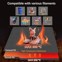 Load image into Gallery viewer, SAHVAIM Double Sided Black PEI Build Plate for Bambu Lab X1/X1C/X1E/P1P/P1S/A1, Smooth PEI+Textured PEI Spring Steel Sheet Plate Flexible Platform 257x257mm for Bambu Labs 3D Printers.
