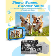 Load image into Gallery viewer, Kids Camera 3.5 inch Big Screen 1080P 48MP Front Selfie Toddler Digital Camera for Kids 10X Zoom in Toy Camera Chritmas Birthday Gift for Kids Age 3-12 (Blue)
