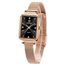 Load image into Gallery viewer, Taxau Rose Gold Square Watches for Women Luxury Diamond Women Watch Analog Quartz Stainless Steel Women s Wrist Watches Waterproof Business Dress with Black Face Casual Ladies Watch
