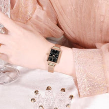 Load image into Gallery viewer, Taxau Rose Gold Square Watches for Women Luxury Diamond Women Watch Analog Quartz Stainless Steel Women s Wrist Watches Waterproof Business Dress with Black Face Casual Ladies Watch
