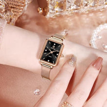 Load image into Gallery viewer, Taxau Rose Gold Square Watches for Women Luxury Diamond Women Watch Analog Quartz Stainless Steel Women s Wrist Watches Waterproof Business Dress with Black Face Casual Ladies Watch
