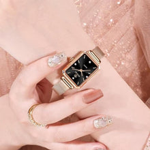 Load image into Gallery viewer, Taxau Rose Gold Square Watches for Women Luxury Diamond Women Watch Analog Quartz Stainless Steel Women s Wrist Watches Waterproof Business Dress with Black Face Casual Ladies Watch
