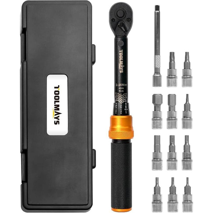 13PCS Torque Wrench Set, Dual-Direction Drive Click Wrench with Allen socket, Mountain Bike Motorcycle Multi-Tool (2-20 Nm 0.1nm 72-Tooth)
