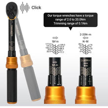 Load image into Gallery viewer, 13PCS Torque Wrench Set, Dual-Direction Drive Click Wrench with Allen socket, Mountain Bike Motorcycle Multi-Tool (2-20 Nm 0.1nm 72-Tooth)
