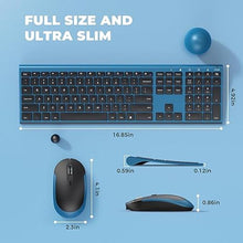 Load image into Gallery viewer, Wireless Keyboard and Mouse, Vssoplor 2.4GHz Rechargeable Compact Quiet Full-Size Keyboard and Mouse Combo with Nano USB Receiver for Windows, Laptop, PC, Notebook-Sapphire Blue
