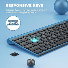 Load image into Gallery viewer, Wireless Keyboard and Mouse, Vssoplor 2.4GHz Rechargeable Compact Quiet Full-Size Keyboard and Mouse Combo with Nano USB Receiver for Windows, Laptop, PC, Notebook-Sapphire Blue
