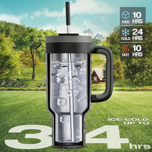 Load image into Gallery viewer, 40 oz Camo Tumbler with Handle, 2-in-1 Straw and Sip Lid, Leakproof, Dishwasher Safe, Insulated Stainless Steel Travel Coffee Mug, Keeps Cold for 34 Hours, Fits in Car Cup Holder (Shadow Camo)
