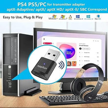 Load image into Gallery viewer, eppfun USB Bluetooth Adapter for PS5, Bluetooth Audio Adapter with APTX Low Latency &amp; aptX-Adaptive, Wireless Audio Transmitter to Connect Dual Wireless Headphones &amp; Earbuds
