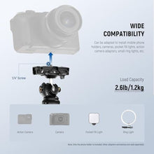 Load image into Gallery viewer, NEEWER TP38 Phone Camera Tripod, 15" Extendable Selfie Stick Metal Stand with Phone Holder, Action Camera Adapter Compatible with Hero 12 11 10 9, 360° Ball Head Travel Tripod for Vlogging
