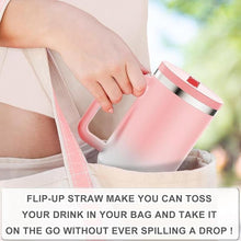 Load image into Gallery viewer, 40 oz Tumbler with Handle and Flip Straw Lid - Upgraded Insulated Traveler Tumblers with Lids Straws Vacuum Leak Proof Stainless Steel 40oz Cup Mug Gifts for Men Women Him Her (Sakura)
